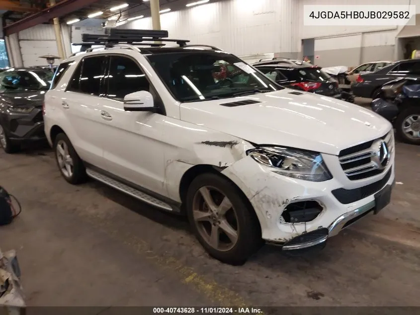 2018 Mercedes-Benz Gle 350 4Matic VIN: 4JGDA5HB0JB029582 Lot: 40743628