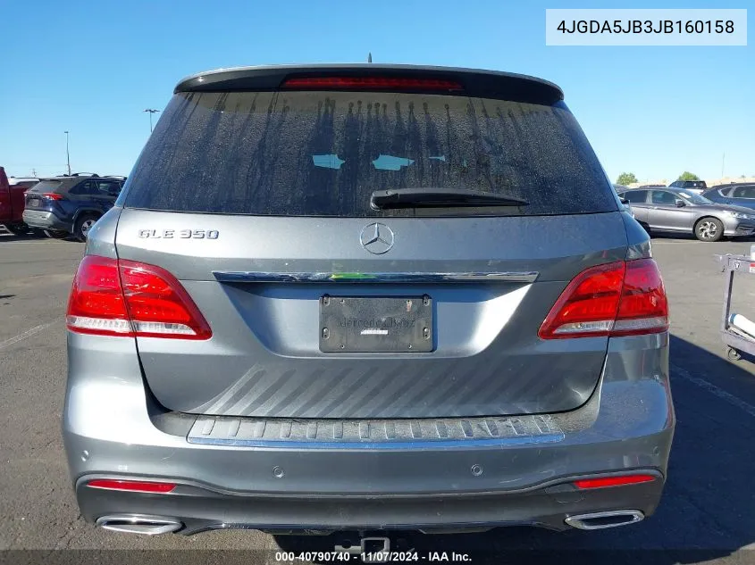 2018 Mercedes-Benz Gle 350 VIN: 4JGDA5JB3JB160158 Lot: 40790740