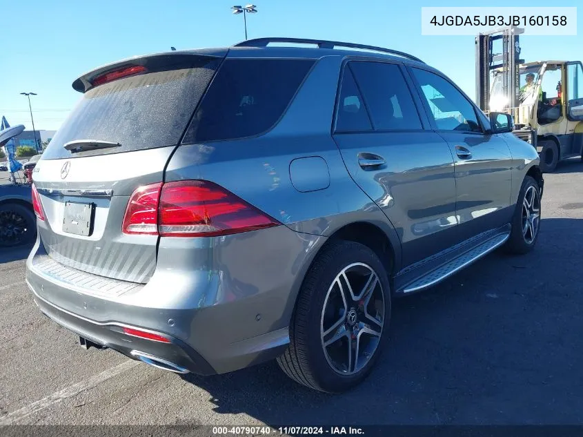 2018 Mercedes-Benz Gle 350 VIN: 4JGDA5JB3JB160158 Lot: 40790740