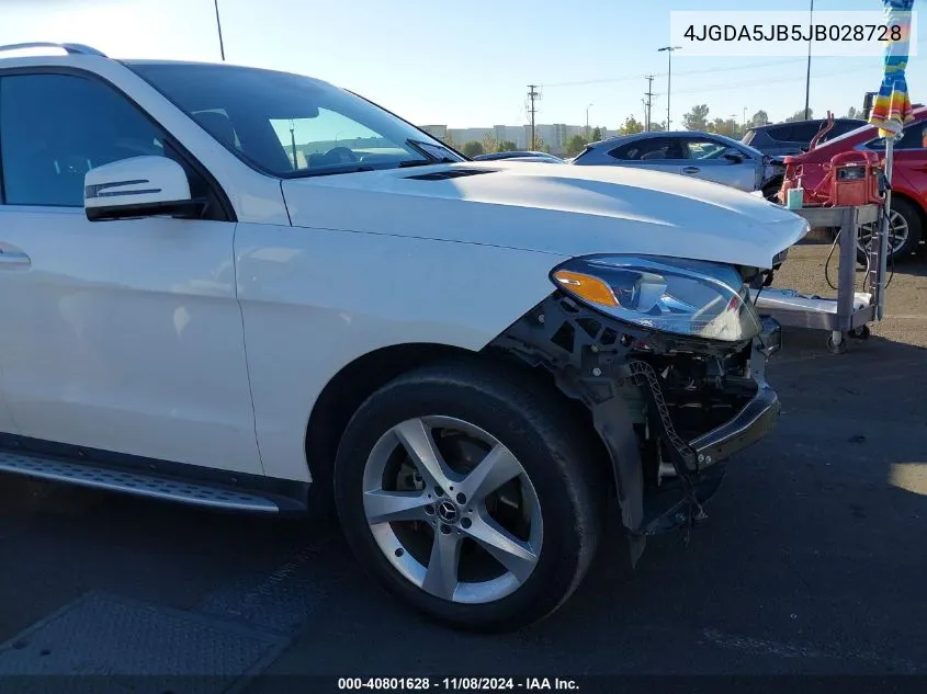 2018 Mercedes-Benz Gle 350 VIN: 4JGDA5JB5JB028728 Lot: 40801628