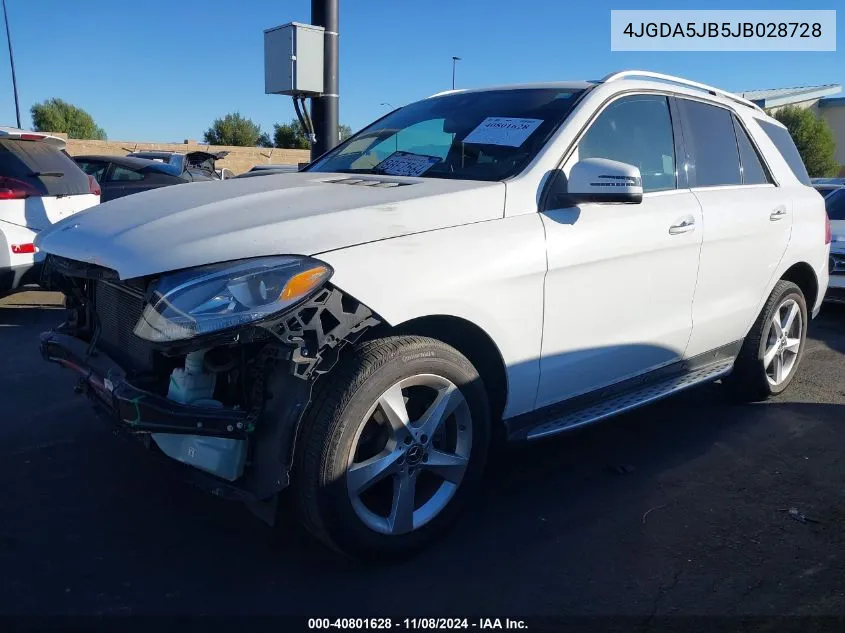 2018 Mercedes-Benz Gle 350 VIN: 4JGDA5JB5JB028728 Lot: 40801628