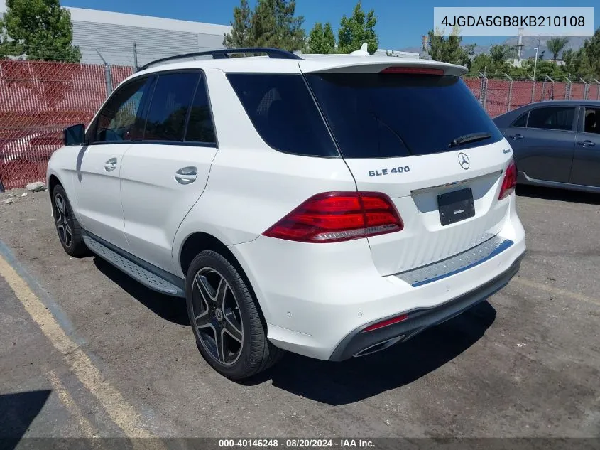 2019 Mercedes-Benz Gle 400 4Matic VIN: 4JGDA5GB8KB210108 Lot: 40146248