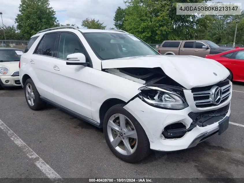 2019 Mercedes-Benz Gle 400 4Matic VIN: 4JGDA5GB0KB213147 Lot: 40439700