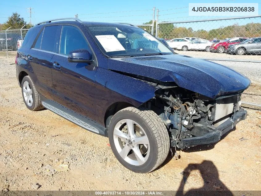 2019 Mercedes-Benz Gle 400 4Matic VIN: 4JGDA5GB3KB206838 Lot: 40703714