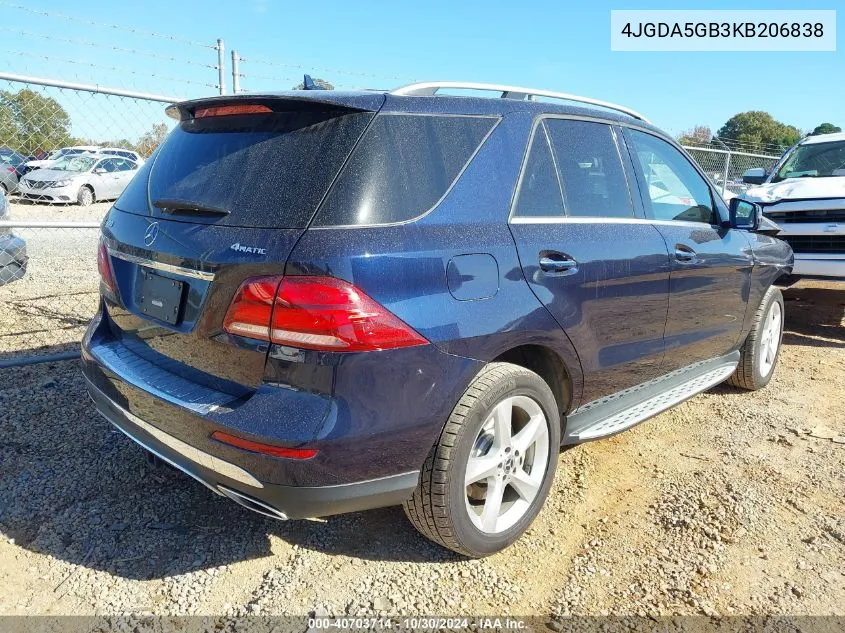 2019 Mercedes-Benz Gle 400 4Matic VIN: 4JGDA5GB3KB206838 Lot: 40703714