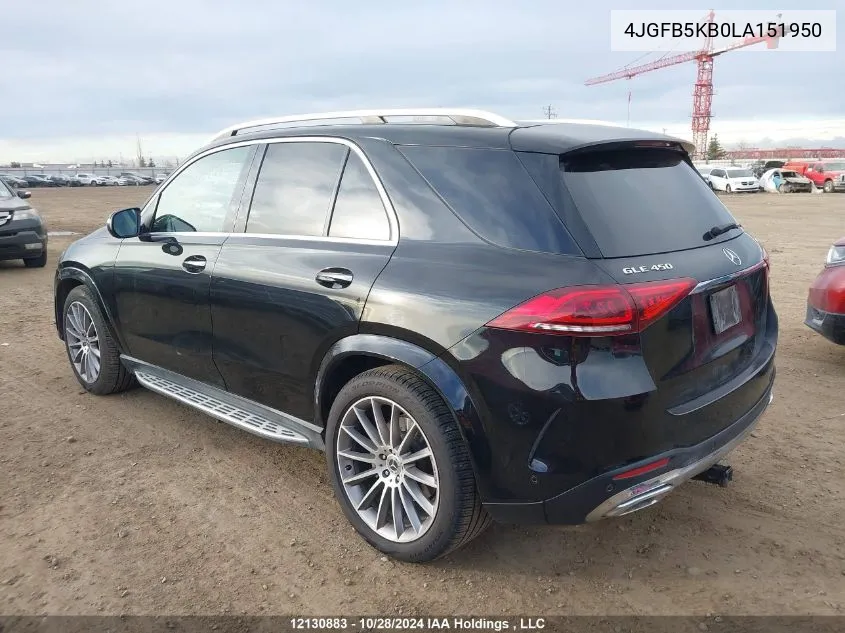 2020 Mercedes-Benz Gle VIN: 4JGFB5KB0LA151950 Lot: 12130883