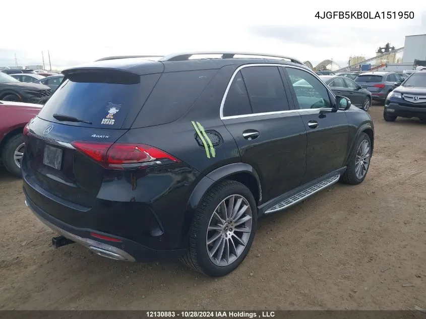 2020 Mercedes-Benz Gle VIN: 4JGFB5KB0LA151950 Lot: 12130883