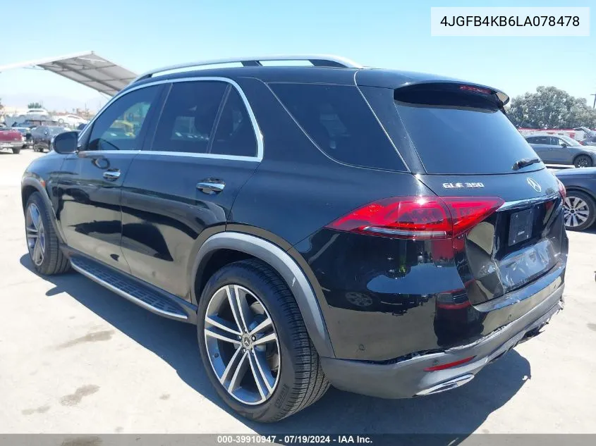 2020 Mercedes-Benz Gle 350 4Matic VIN: 4JGFB4KB6LA078478 Lot: 39910947