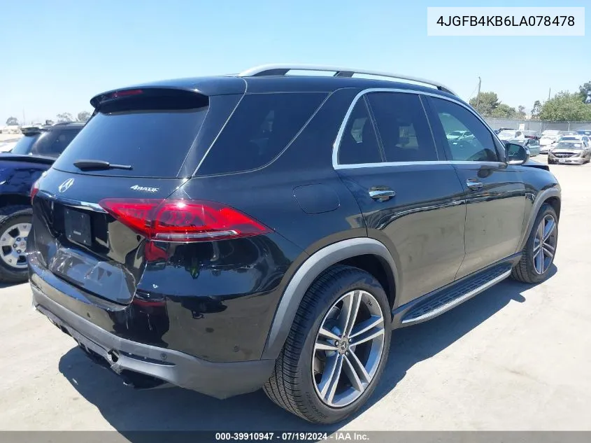 2020 Mercedes-Benz Gle 350 4Matic VIN: 4JGFB4KB6LA078478 Lot: 39910947