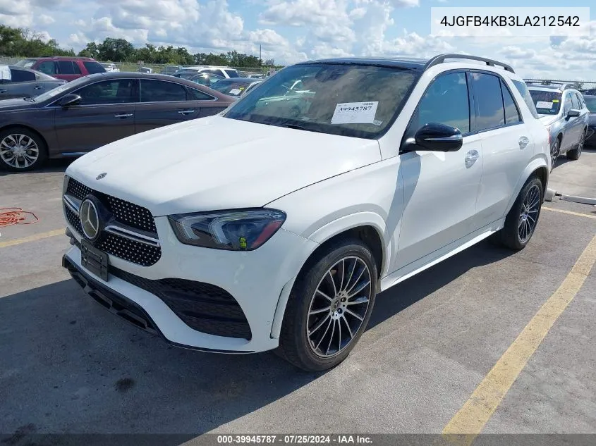 2020 Mercedes-Benz Gle 350 4Matic VIN: 4JGFB4KB3LA212542 Lot: 39945787