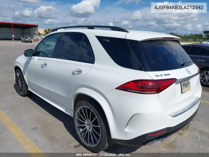 2020 Mercedes-Benz Gle 350 4Matic VIN: 4JGFB4KB3LA212542 Lot: 39945787