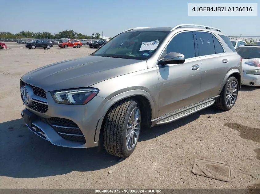 2020 Mercedes-Benz Gle 350 VIN: 4JGFB4JB7LA136616 Lot: 40547372