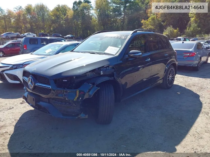 2020 Mercedes-Benz Gle 350 4Matic VIN: 4JGFB4KB8LA214643 Lot: 40581386