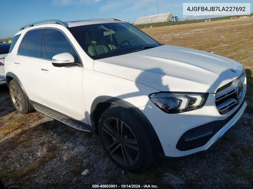 2020 Mercedes-Benz Gle 350 VIN: 4JGFB4JB7LA227692 Lot: 40603901