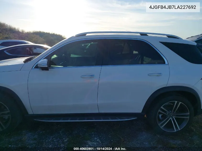 2020 Mercedes-Benz Gle 350 VIN: 4JGFB4JB7LA227692 Lot: 40603901