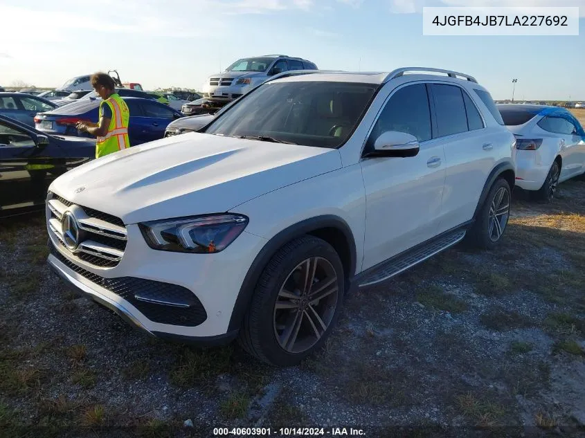 2020 Mercedes-Benz Gle 350 VIN: 4JGFB4JB7LA227692 Lot: 40603901