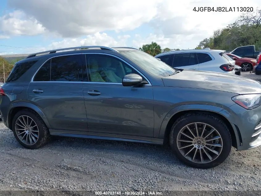 2020 Mercedes-Benz Gle 350 VIN: 4JGFB4JB2LA113020 Lot: 40703748