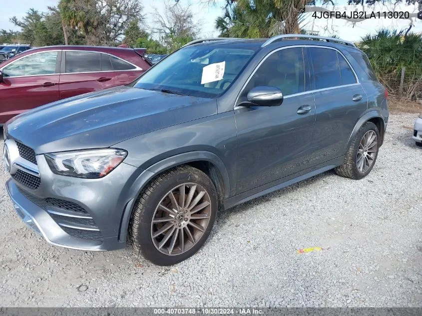 2020 Mercedes-Benz Gle 350 VIN: 4JGFB4JB2LA113020 Lot: 40703748