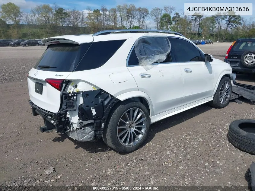 2021 Mercedes-Benz Gle 350 4Matic VIN: 4JGFB4KB0MA313636 Lot: 39227315