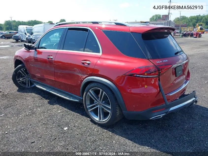 2021 Mercedes-Benz Gle 350 4Matic VIN: 4JGFB4KE8MA562910 Lot: 39867175