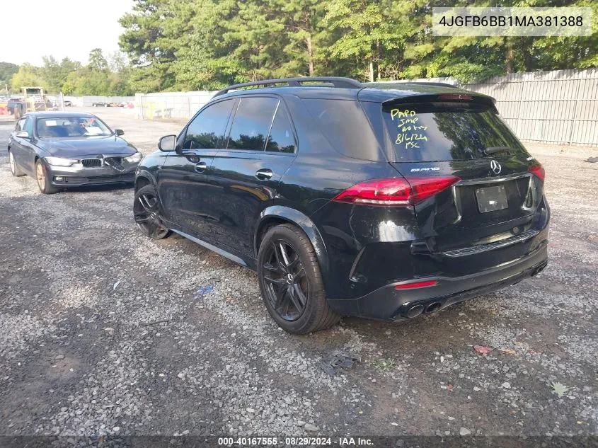 2021 Mercedes-Benz Amg Gle 53 4Matic VIN: 4JGFB6BB1MA381388 Lot: 40167555