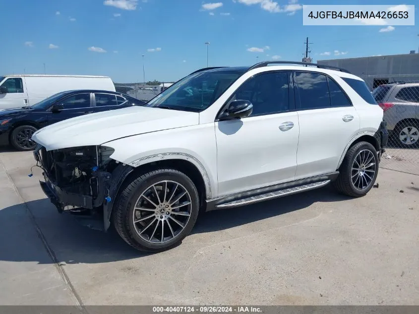 2021 Mercedes-Benz Gle 350 VIN: 4JGFB4JB4MA426653 Lot: 40407124