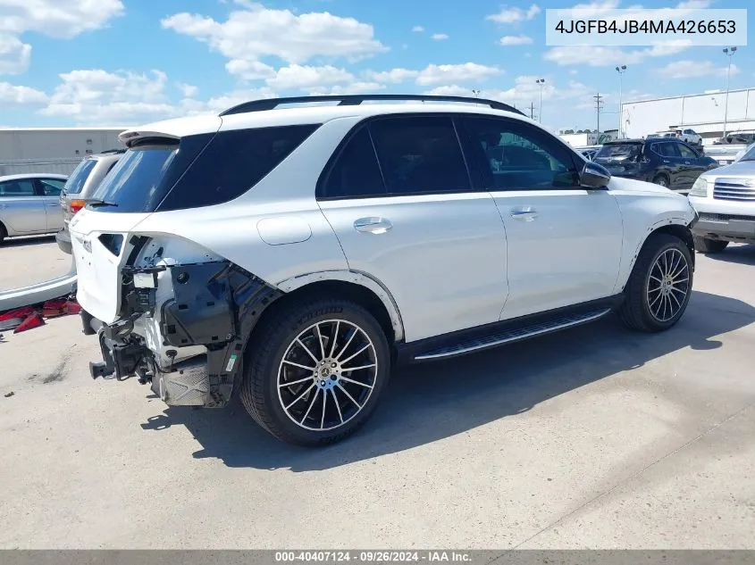 2021 Mercedes-Benz Gle 350 VIN: 4JGFB4JB4MA426653 Lot: 40407124