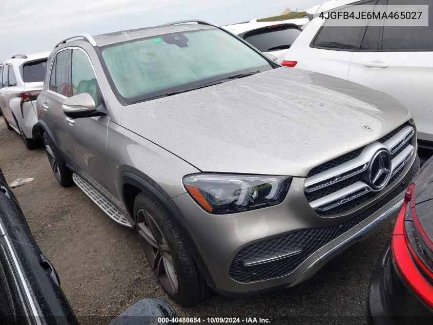 2021 Mercedes-Benz Gle 350 VIN: 4JGFB4JE6MA465027 Lot: 40488654