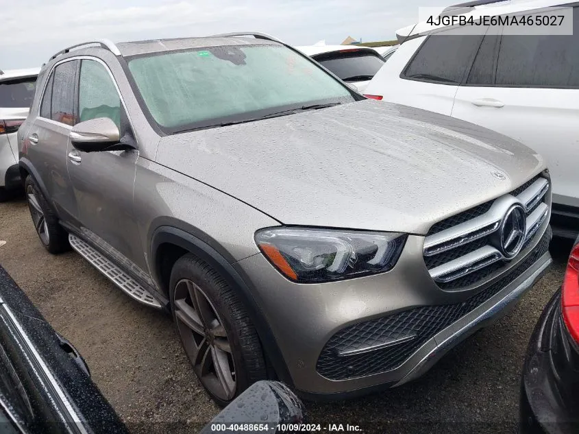 2021 Mercedes-Benz Gle 350 VIN: 4JGFB4JE6MA465027 Lot: 40488654