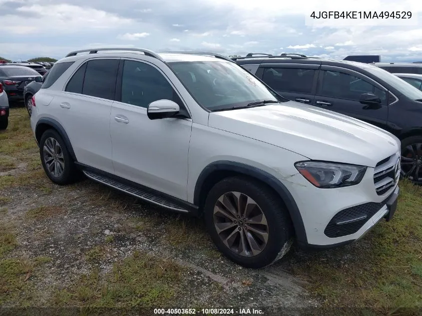 2021 Mercedes-Benz Gle 350 4Matic VIN: 4JGFB4KE1MA494529 Lot: 40503652