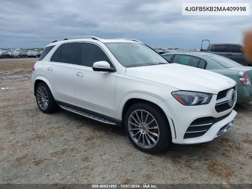 2021 Mercedes-Benz Gle 450 4Matic VIN: 4JGFB5KB2MA409998 Lot: 40521992