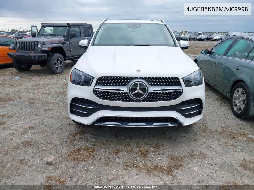 2021 Mercedes-Benz Gle 450 4Matic VIN: 4JGFB5KB2MA409998 Lot: 40521992