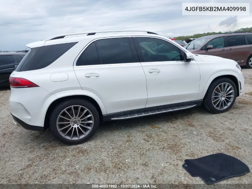 2021 Mercedes-Benz Gle 450 4Matic VIN: 4JGFB5KB2MA409998 Lot: 40521992