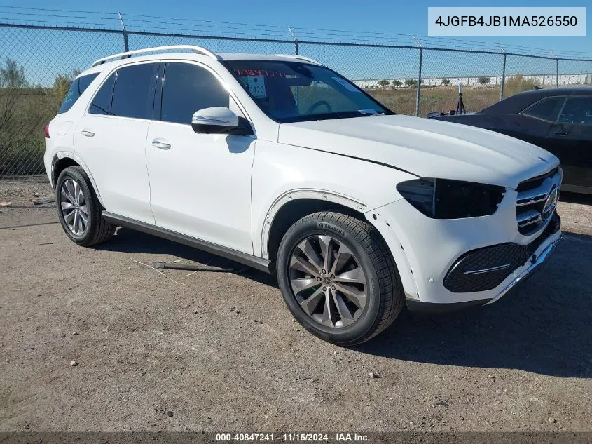 2021 Mercedes-Benz Gle 350 VIN: 4JGFB4JB1MA526550 Lot: 40847241