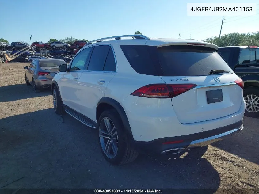 2021 Mercedes-Benz Gle 350 VIN: 4JGFB4JB2MA401153 Lot: 40853803