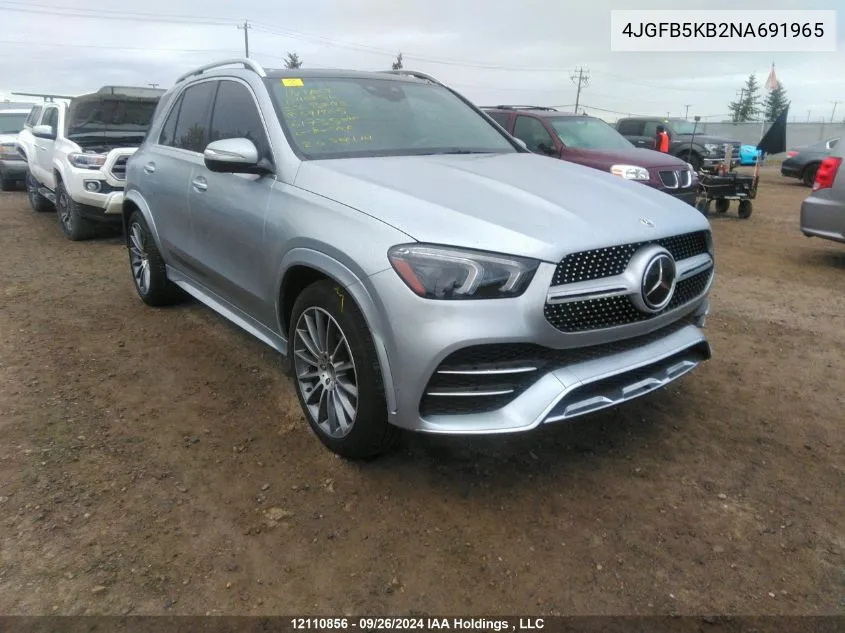 2022 Mercedes-Benz Gle VIN: 4JGFB5KB2NA691965 Lot: 12110856