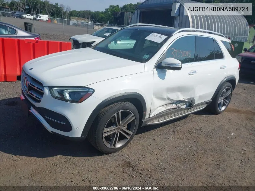 2022 Mercedes-Benz Gle 350 4Matic VIN: 4JGFB4KB0NA689724 Lot: 39682706