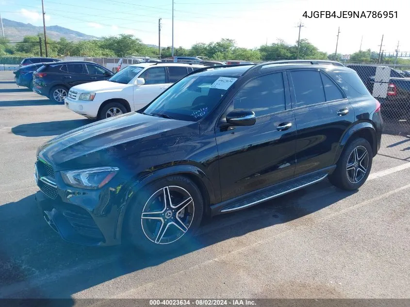 2022 Mercedes-Benz Gle 350 VIN: 4JGFB4JE9NA786951 Lot: 40023634