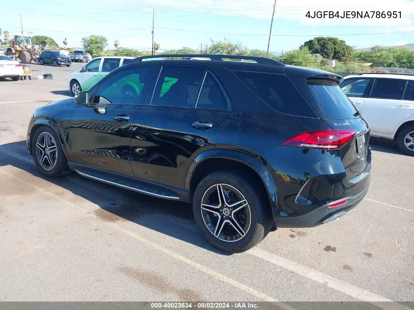 2022 Mercedes-Benz Gle 350 VIN: 4JGFB4JE9NA786951 Lot: 40023634