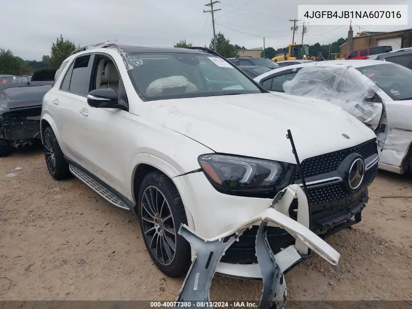 2022 Mercedes-Benz Gle 350 VIN: 4JGFB4JB1NA607016 Lot: 40077380