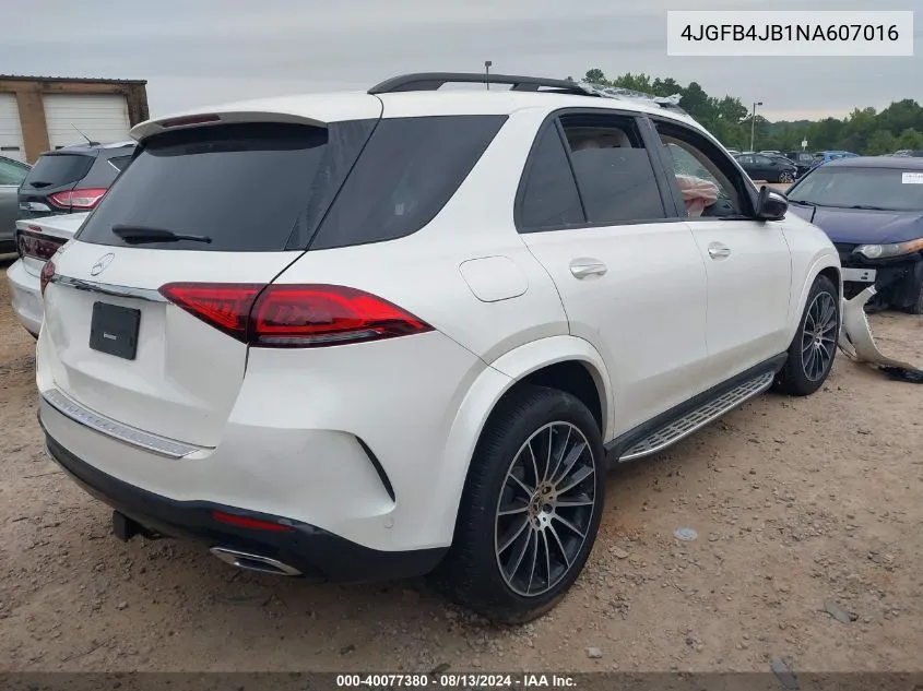 2022 Mercedes-Benz Gle 350 VIN: 4JGFB4JB1NA607016 Lot: 40077380