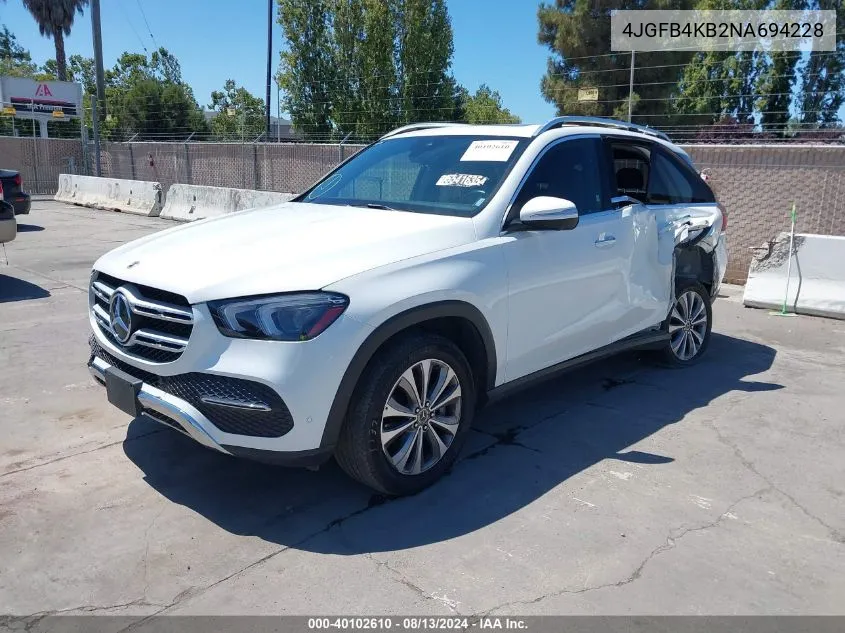 2022 Mercedes-Benz Gle 350 4Matic VIN: 4JGFB4KB2NA694228 Lot: 40102610