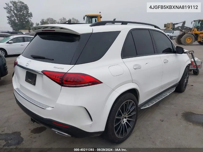 2022 Mercedes-Benz Gle 450 4Matic VIN: 4JGFB5KBXNA819112 Lot: 40211393