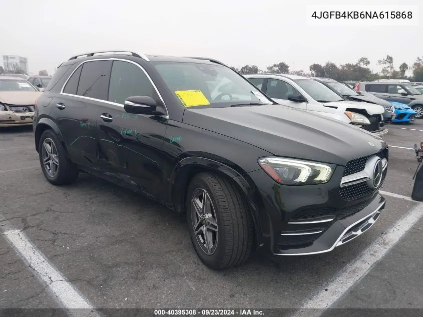 2022 Mercedes-Benz Gle 350 350 4Matic VIN: 4JGFB4KB6NA615868 Lot: 40395308