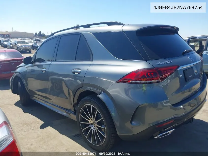 2022 Mercedes-Benz Gle 350 VIN: 4JGFB4JB2NA769754 Lot: 40463974