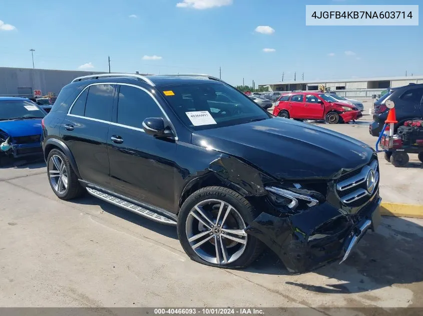 2022 Mercedes-Benz Gle 350 4Matic VIN: 4JGFB4KB7NA603714 Lot: 40466093