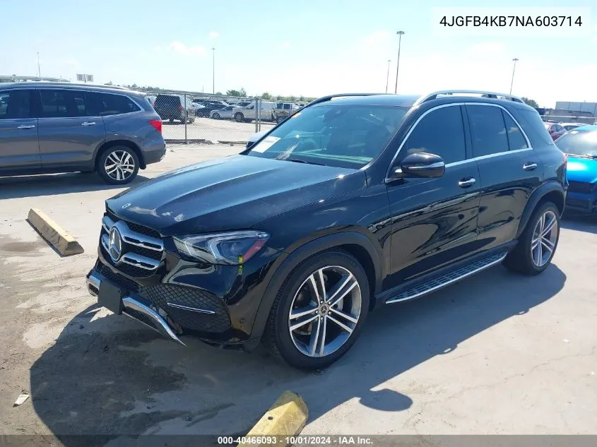 2022 Mercedes-Benz Gle 350 4Matic VIN: 4JGFB4KB7NA603714 Lot: 40466093