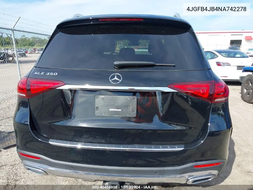 2022 Mercedes-Benz Gle 350 VIN: 4JGFB4JB4NA742278 Lot: 40466805