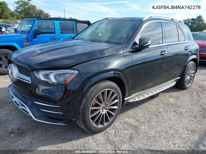 2022 Mercedes-Benz Gle 350 VIN: 4JGFB4JB4NA742278 Lot: 40466805