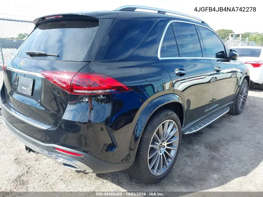 2022 Mercedes-Benz Gle 350 VIN: 4JGFB4JB4NA742278 Lot: 40466805